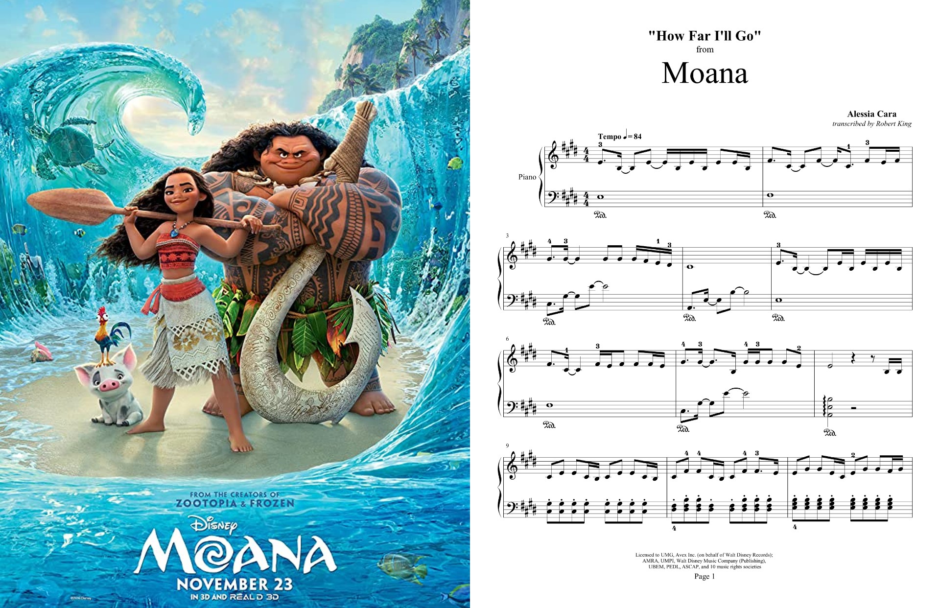 Moana How Far I ll Go Alessia Cara True Piano Transcriptions